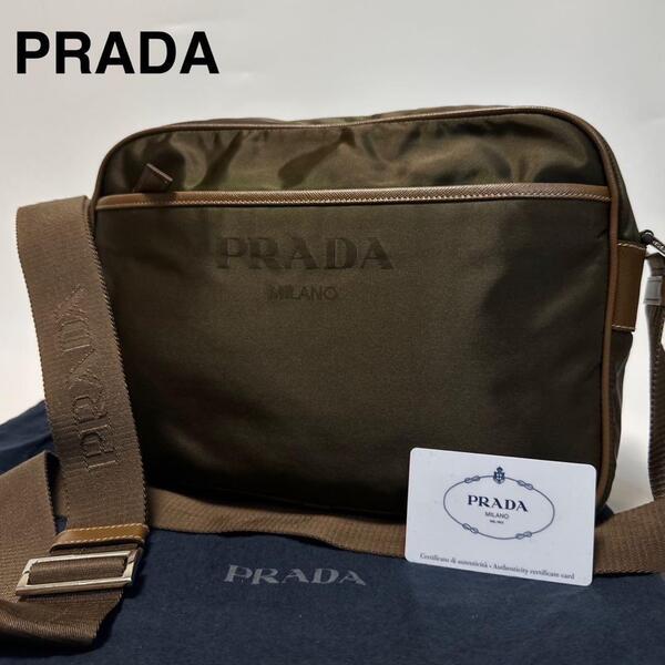 r77【美品】保存袋 Gカード付 近年モデル プラダ PRADA ナイロン サフィアーノレザー カメラバッグ ショルダーバッグ VA0772
