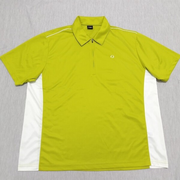 \送料込み!/【IGNIO】イグニオ 半袖 ポロシャツ 黄緑 グリーン系 3Lサイズ ゴルフウェア GOLF スポーツ ハーフジップ