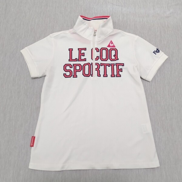 \送料込み!/【le coq sportif】ルコック 半袖ポロシャツ ハーフジップ Lサイズ 白 ホワイト ゴルフウェア GOLF スポーツ