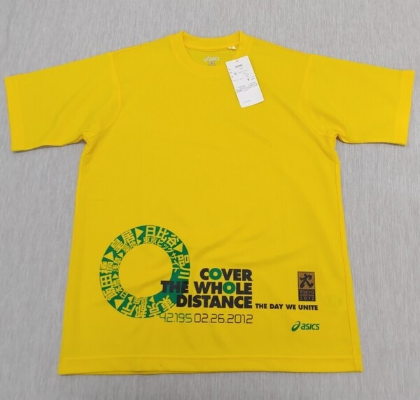 送料込!新品タグ付き【asics】アシックス 半袖 Tシャツ 黄色 イエロー Mサイズ 東京マラソン 2012 参加 記念 スポーツ 陸上 ユニセックス