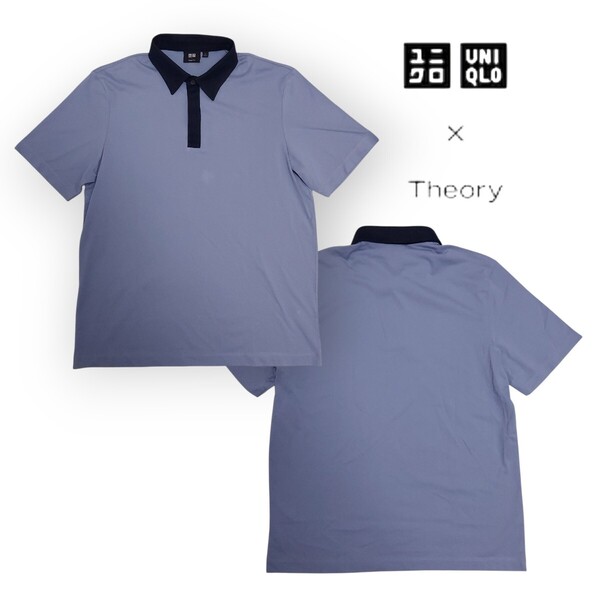 美品 UNIQLO theory ユニクロ×セオリーコラボエアリズムスリムフィットポロシャツ(半袖)L