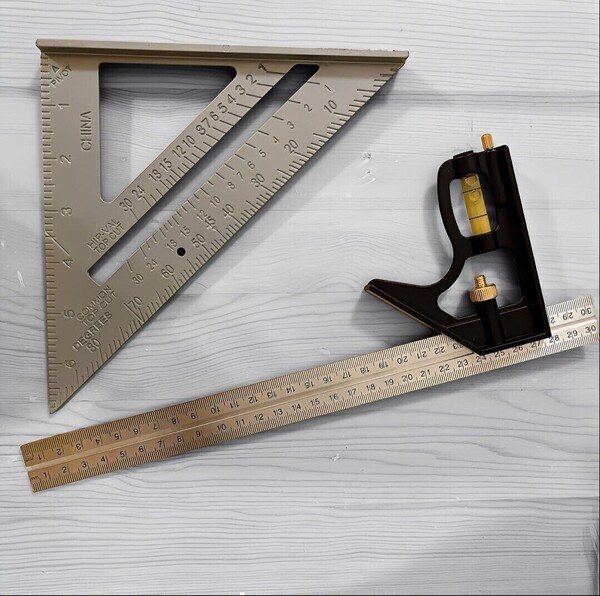 2点セット スコヤ 丸のこガイド 三角 定規 丸鋸 丸ノコ 木工 水平 DIY