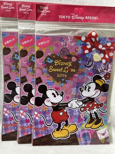 ◇ バレンタイン ミッキー ミニー ドナルド デイジー ディズニースウィートラブ2014 クリアホルダー クリアファイル 3セット
