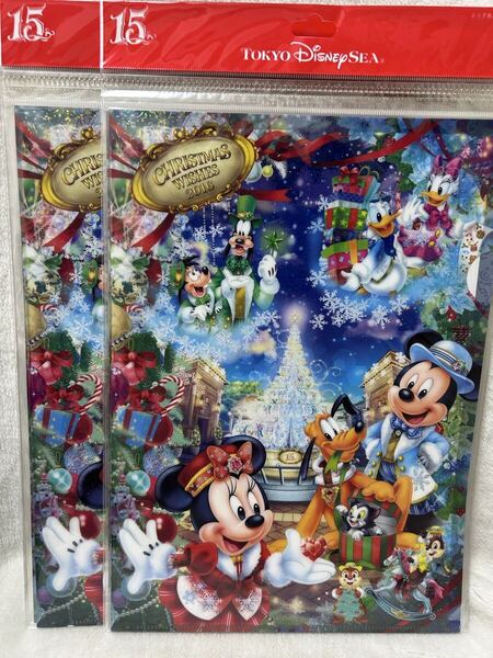 ◇ ミッキー フィガロ クリスマス2016 15周年 クリアホルダー クリアファイル 2セット TDS ディズニーシー