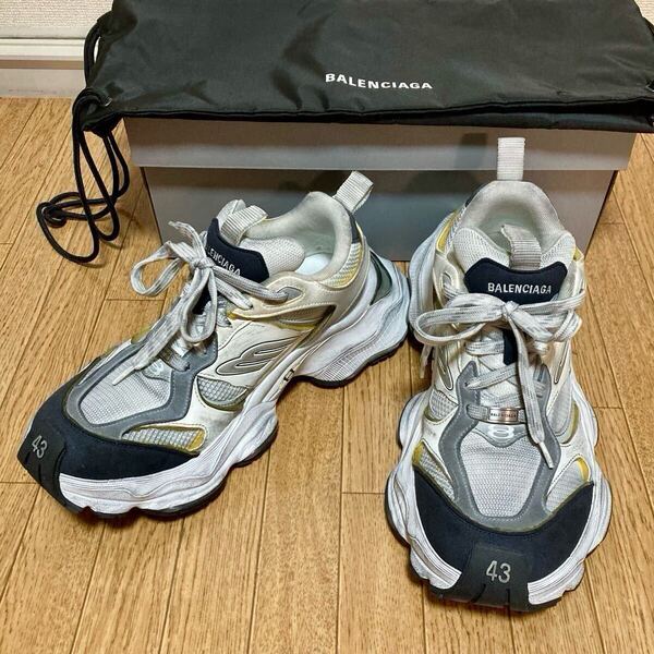 バレンシアガ BALENCIAGA カーゴ cargo 43 28.5㎝ スニーカー シューズ 厚底 78575 ブラック 黒 ホワイト 白 グレー ヴィンテージ加工