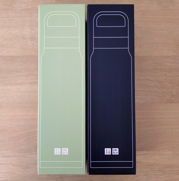 未使用 ユニクロ UNIQLO 炭酸対応 ステンレスボトル 0.45L ブラック & カーキ 2色セット 水筒 ユニクロ感謝祭2025