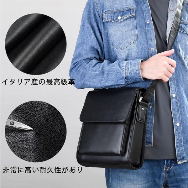 メンズ 鞄ショルダーバッグ 本革 レザー 斜めがけ 肩掛け ビジネス ブラック