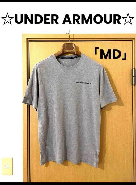 ☆UNDER ARMOURアンダーアーマー定番ベーシックTシャツ☆左胸ロゴプリント半袖Tシャツ早乾生地MD