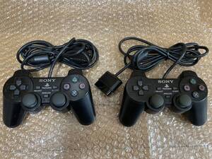 即決! 2台セット PS2 DUALSHOCK2 ソニー 純正 コントローラー クリアブラック スケルトン