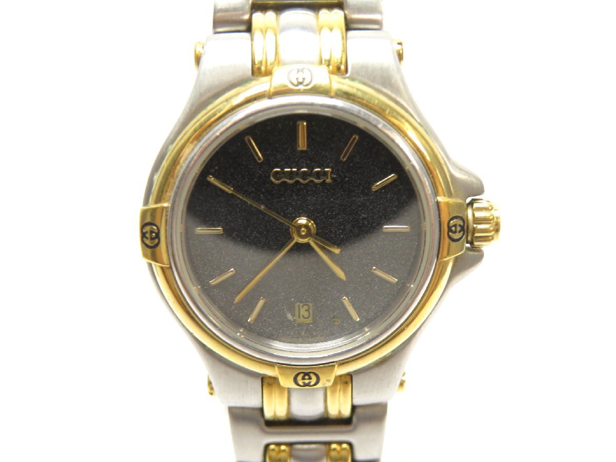 【訳あり　早い者勝ち！】GUCCI 9040L/ブラック SS デイト表示 訳あり 早い者勝ち！】GUCCI 9040L/ブラック SS デイト表示 楽天
