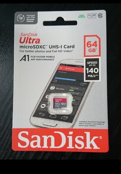 SandiskマイクロSDカード64GB 140mb/s