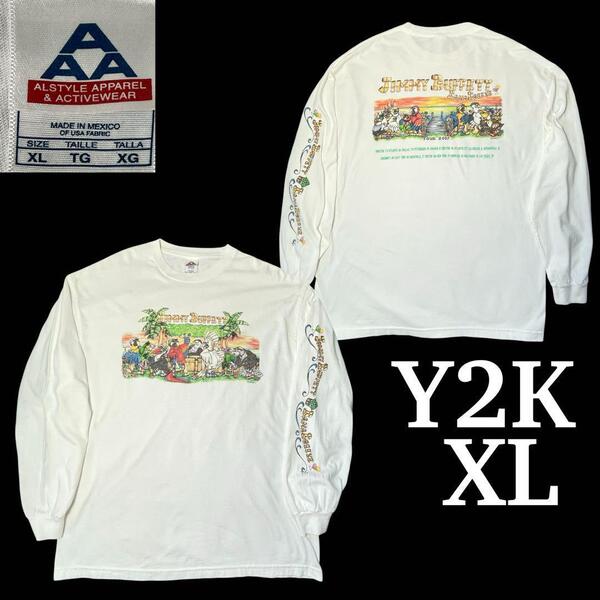 希少 Jimmy Buffett 2007 ツアー 長袖Tシャツ ロンT Y2K ロックTシャツ バンドTシャツ 古着 USA製 XL