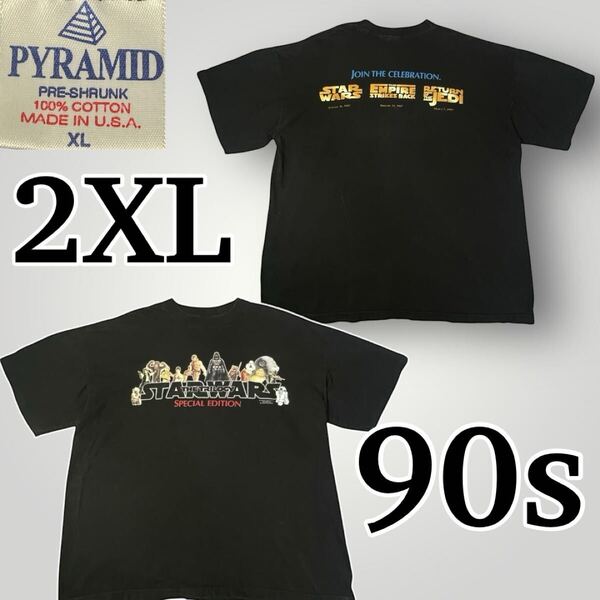 90s 映画 STAR WARS 三部作プロモTシャツ 短丈BOX 2XL相当希少 スターウォーズ ムービーヴィンテージTシャツ