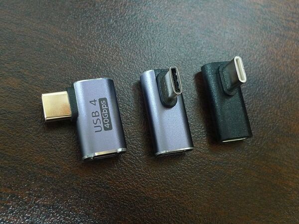 USB-C L字アダプター3種セット USB4 TYPE-C 40Gbps高速データ転送 8K@60Hz映像出力 100W/5A急速充電