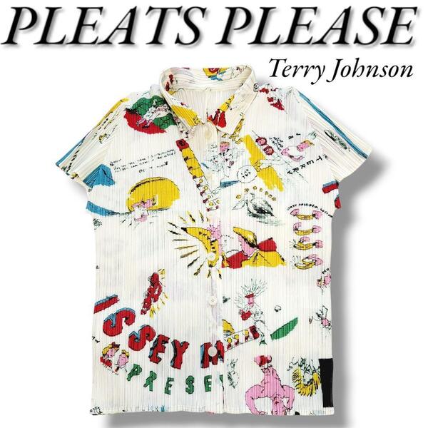 未使用品級 プリーツプリーズ テリージョンスン コラボ 半袖シャツ カットソー サイズ3 PLEATS PLEASE ISSEY MIYAKE イッセイミヤケ