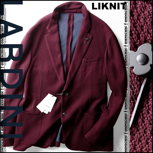 超人気LIKNIT■新品184,800円【LARDINI】ラルディーニ清潔感抜群ライクニットコレクション2Bテーラードジャケット54クリップブートニエール