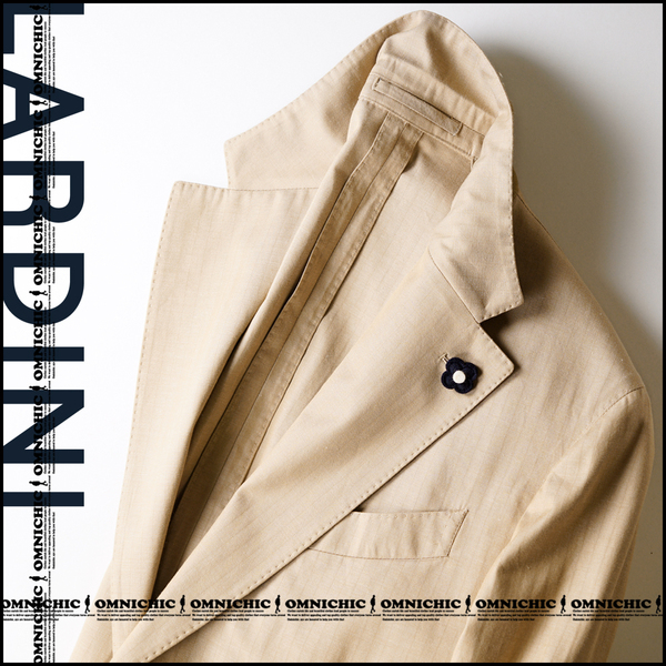 着心地抜群コットンカシミヤ■新品14.5万【LARDINI】ラルディーニソリッド2Bテーラードジャケット52/SPECIAL L/ブートニエール/本切羽