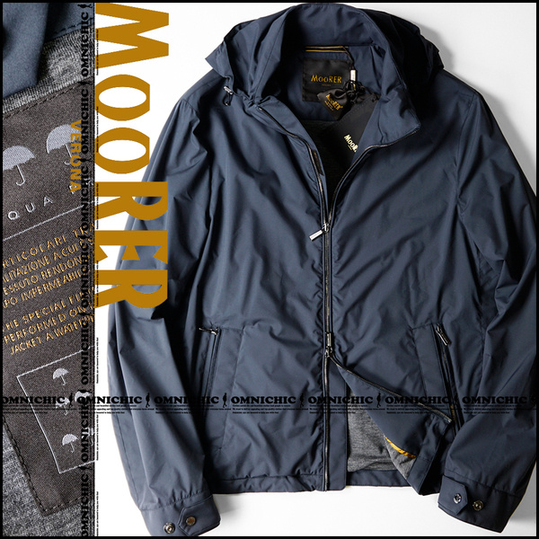 希少高耐水モデル■新品243,000円【MOORER】ムーレー/ACQUA/伊製/DUCCIOネイビーナイロンフーデッドパーカージャケット52/フード脱着可
