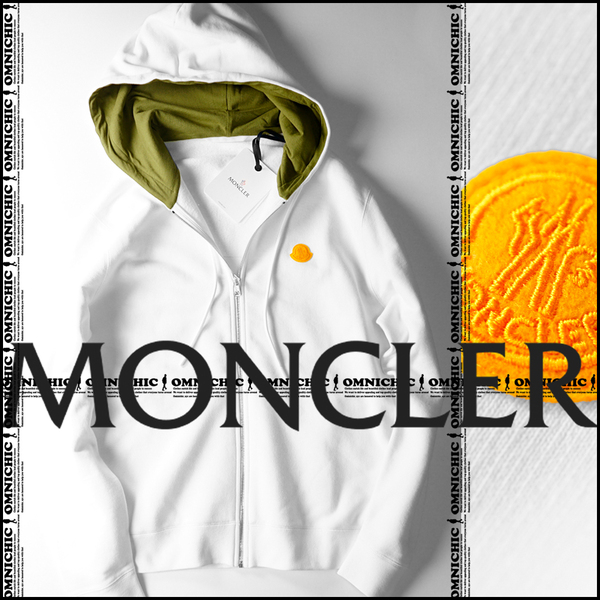 人気ワッペンロゴ税込152,900円■新品正規品【MONCLER】モンクレール洗練された清潔感フルジップアップホワイトフーディーツイルパーカーXL