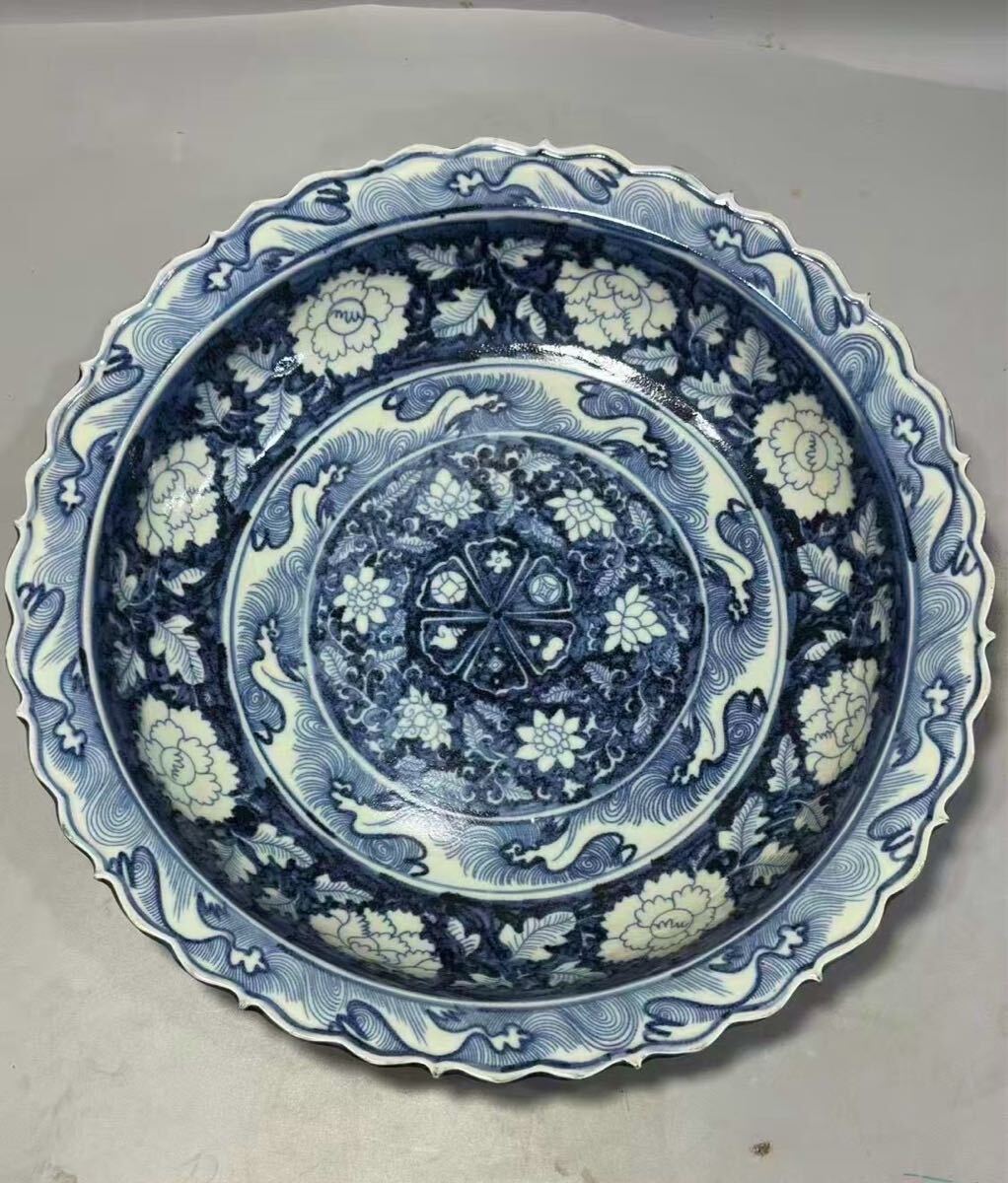 青花飾 絵皿 骨董 大皿 46㎝ アンティーク レトロ 古美術 希少 2025年最新】Yahoo!オークション -青花 皿(アンティーク