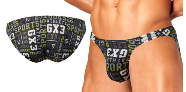 送料無料 新品 未使用 ★☆ GX3 ☆★ ジーバイスリー ロゴプリント Vビキニパンツ ブラック系 XXL
