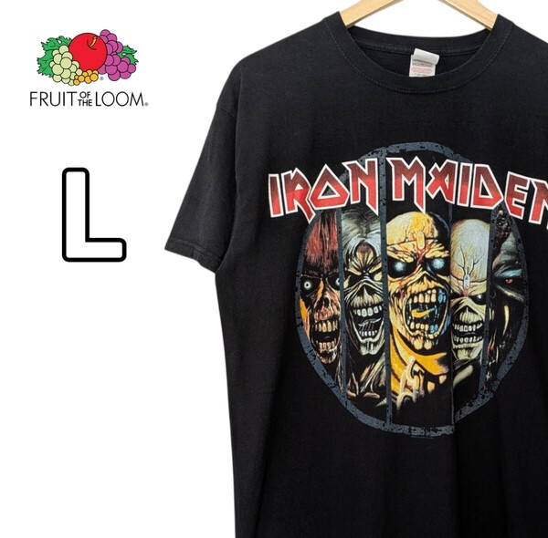 FRUIT OF THE ROOM フルーツオブザルーム アイアンメイデン IRON MAIDEN バンドTシャツ メタルTシャツ バンT 黒 ブラック 古着 L