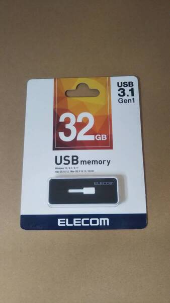 【新品未開封】 エレコム USBメモリ 32GB USB3.1 Gen1 MF-KNU332GBK スライド ブラック 黒 ELECOM