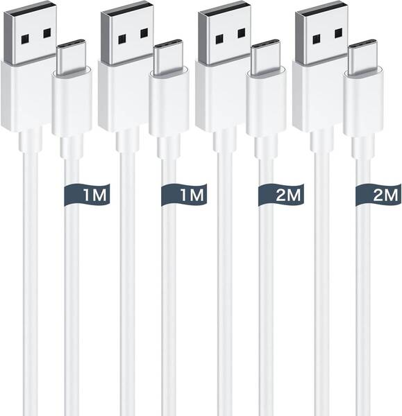 usb c ケーブル タイプc ケーブル 【1m/2m 各2本】 Type C 3A急速充電 QC3.0対応 急速充電 高耐久