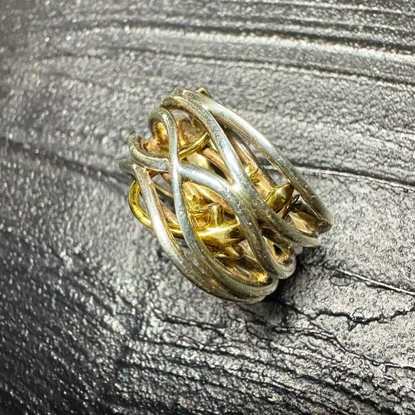 Vintage Silver K18 925 Lizard Ring 14号 18金 スターリングシルバー トカゲ ボリュームリング ゴールド リング