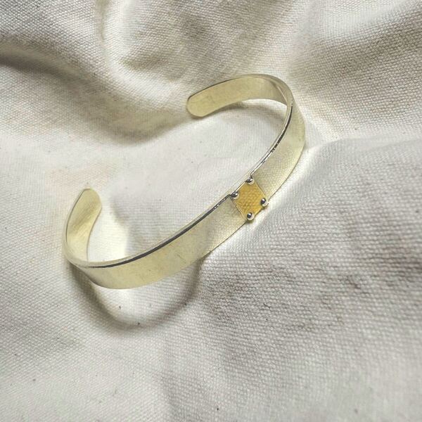 Vintage Silver & Gold Combi Bangle 750 925 バングル シルバー ゴールド 18金 スターリングシルバー ミニマル ブレスレット ユニセックス