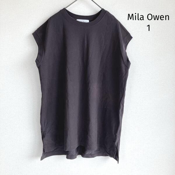 ミラオーウェンMila Owen カットソー【1】フレンチスリーブ 無地 グレー