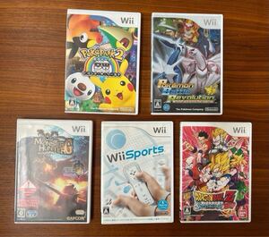 Nintendo 任天堂 Wiiソフトまとめて5本 Wiiスポーツ/ポケパーク2BW/ポケモンバトルレボリューション/モンスターハンターG/ドラゴンボールZ
