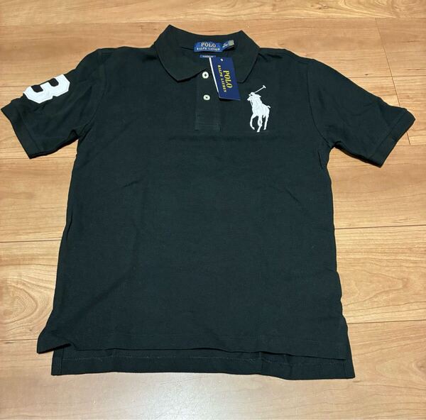 【キッズ商品】【POLO RALPH LAUREN】 ポロ・ラルフローレン ビッグポニー刺繍 半袖 鹿の子 ポロシャツ 10-12(150) 黒 未使用品 送料込み