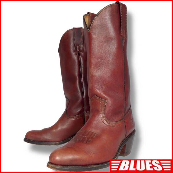 即決★FRYE★26.5cm レザーウエスタンブーツ フライ メンズ 8.5 EE 茶 赤茶 本革 カウボーイブーツ 本皮