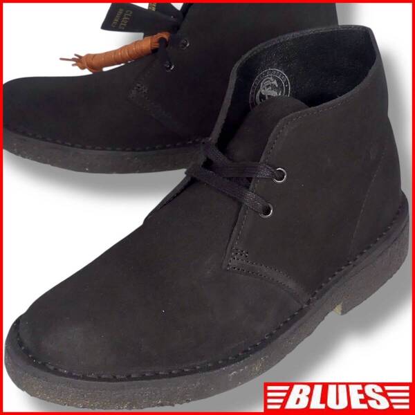 即決★CLARKS ORIGINALS★25cm レザーチャッカブーツ クラークス メンズ 40 黒 スエード 本革 デザートブーツ 皮 レースアップ 箱付