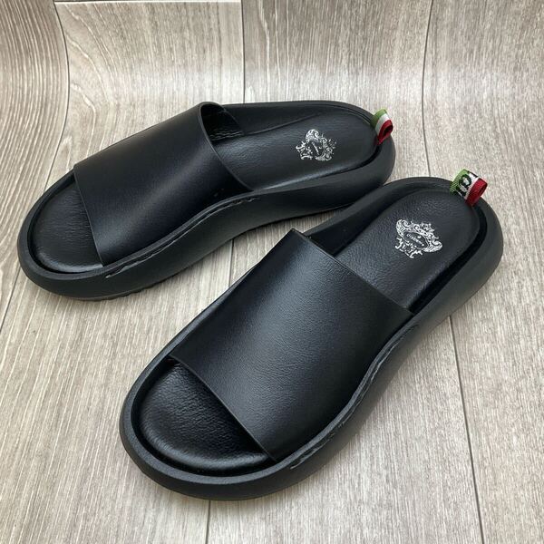Orobianco◆オーバーサイズレザーサンダル◆サイズL(26.0〜26.5cm)◆ブラック◆オロビアンコ紳士靴カジュアル 黒