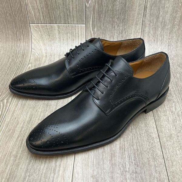 【アウトレット】Made in Italy◆外羽根プレーンビジネスシューズ◆サイズ43(26.5cm)◆ブラック◆紳士革靴イタリア製 黒