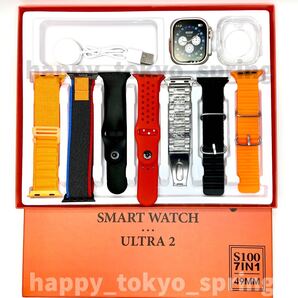 新品 S100 Ultra9 大画面 バンド7種類 スマートウォッチ 通話 音楽 多機能 血中酸素 血圧 Apple Watch Ultra2 代替品 iOS Android