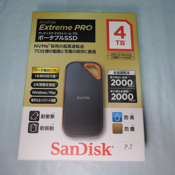 SanDisk Extreme PRO ポータブルSSD 4TB SDSSDE81-4T00 #P3