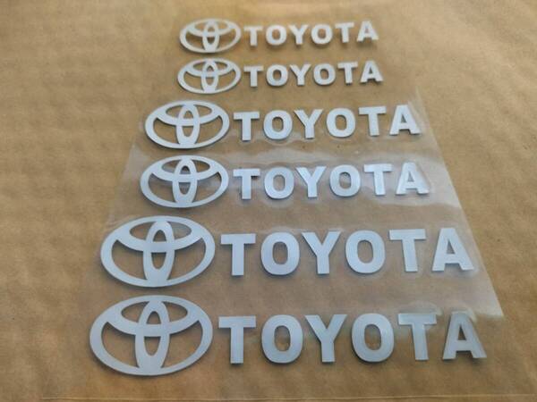 【ゆうパケット送料込】TOYOTA(トヨタ) 耐熱ステッカー シルバー 大中小6枚セット ⑥