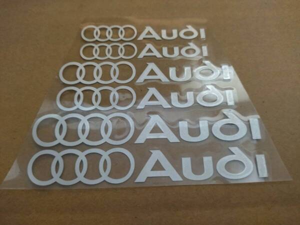 【ゆうパケット送料込】【文字だけ残るタイプ】 Audi(アウディ) 耐熱ステッカー シルバー 大中小6枚セット ③