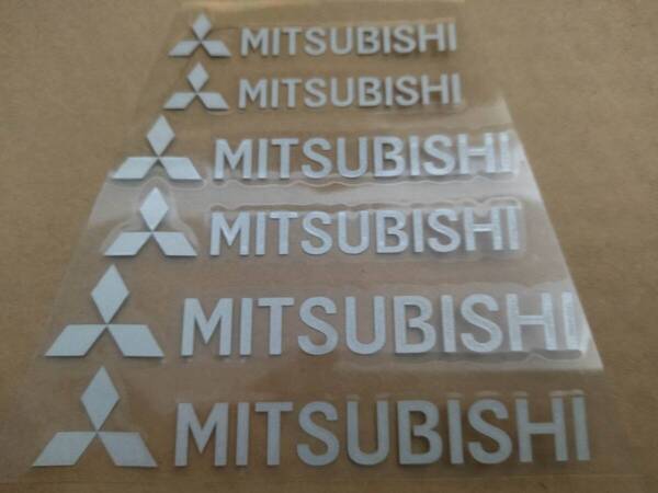 【ゆうパケット送料込】MITSUBISHI(三菱) 耐熱ステッカー シルバー 大中小6枚セット ⑥