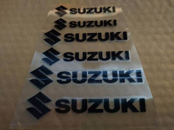 【ゆうパケット送料込】SUZUKI(スズキ) 耐熱ステッカー ブラック 大中小6枚セット ①