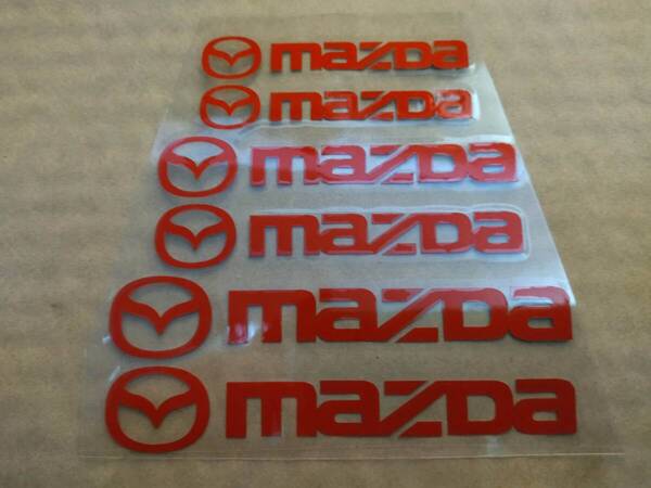 【ゆうパケット送料込】MAZDA(マツダ) 耐熱ステッカー レッド 大中小6枚セット ①