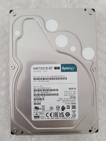30時間 8TB SATA 内蔵HDD Synology HAT3310-8T ハードディスク