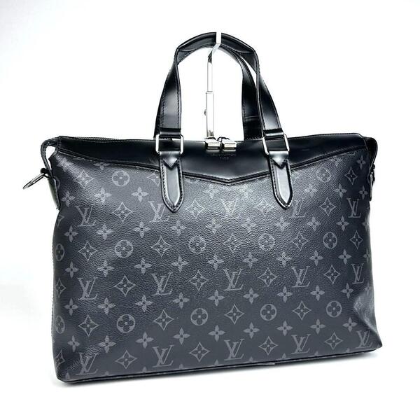 極美品 LOUIS VUITTON ルイヴィトン モノグラム エクリプス エクスプローラー M40566 ビジネスバッグ ブリーフケース 書類鞄 PVC レザー 黒