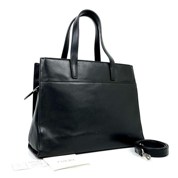 【美品】LOEWE ロエベ アナグラム ハンドバッグ トートバッグ 2way ショルダーバッグ フォーマル ビジネス 男女兼用 カーフ レザー 人気 黒