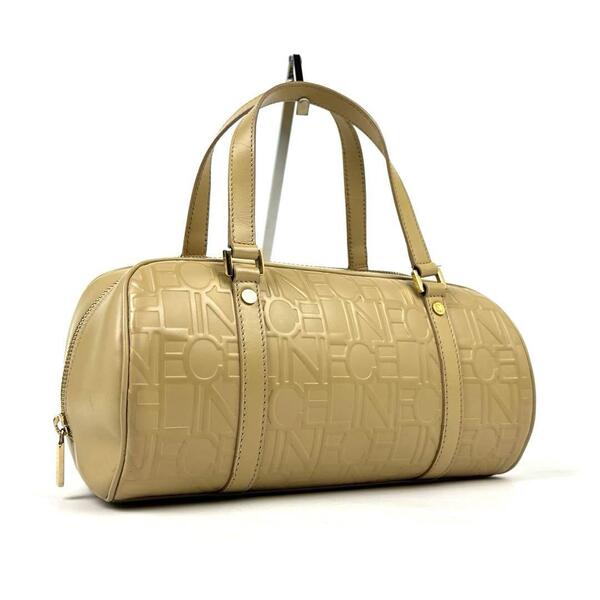 【極美品】CELINE セリーヌ ハンドバッグ ミニボストン トート エンボス ロゴ型押し トリオンフ マカダム フォーマル 男女兼用 レザー 希少