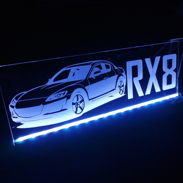 RX-8③ フルカラーLED アクリルプレート ロータリーエンジン RX8 SE3P MAZDA マツダ 内装 カスタム パーツ 電源付き シガーソケット USB