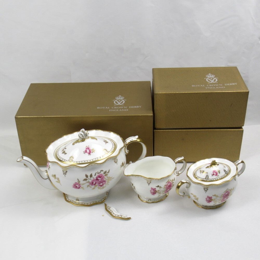  CROWN DERBY - レア　ロイヤルクラウンダービー　ピンクストンローズ　15cm プレート　2枚 ROYAL CROWN DERBY - レア ロイヤルクラウンダービー ピンク